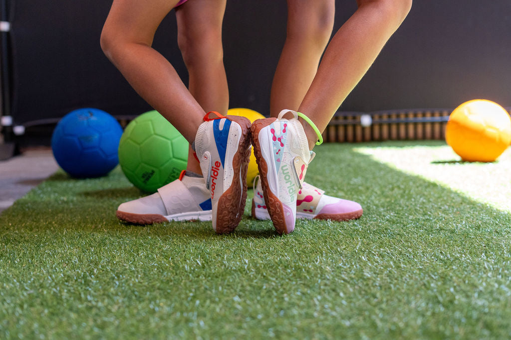 kids playing in worldie shoes
